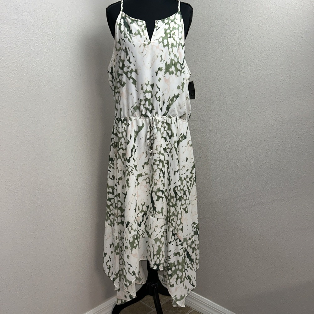 New Mossimo Halter Dress Women's XL White Geometric Tie Waist‎ Sleeveless Party